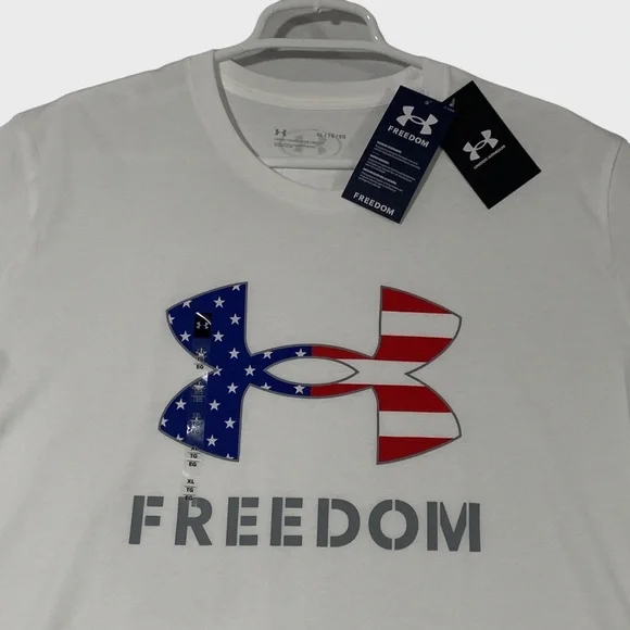 Under Armour Freedom American Flag Shirt White - Freedom T Shirt Logo - Mens XL - Picture 4 of 6